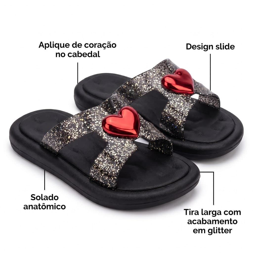 Variação 3 do chinelo com coração
